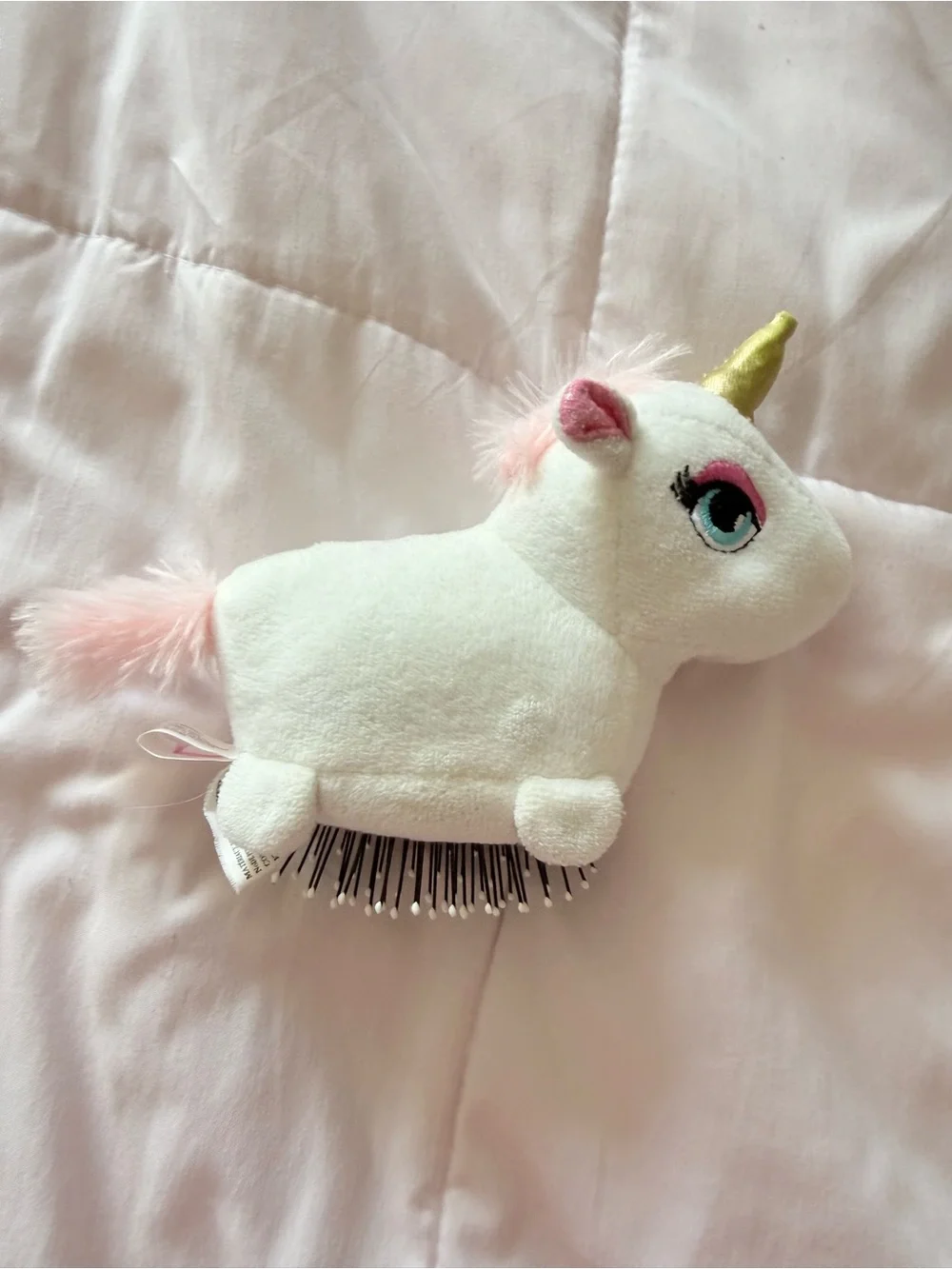 🦄 Cute Plush White Unicorn Small Bristle Hair Brush 🦄
